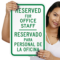 Bilingual Reserved For Office Staff Signs