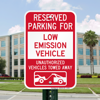 Reserved Parking For Low Emission Vehicle Signs