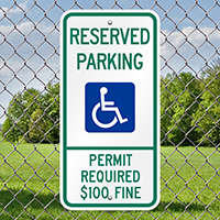 Reserved Parking Permit Required Fine Signs