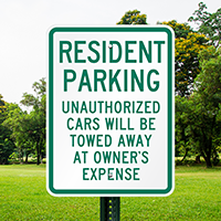 Resident Parking Unauthorized Cars Towed Signs