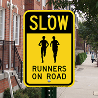 Runners On Road Sign