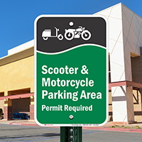 Scooter And Motorcycle Parking Area Permit Required Signs