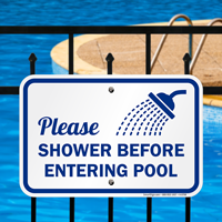Please Shower Before Entering Pool Signs
