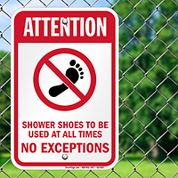 Use Shower Shoes All Times No Exceptions Signs