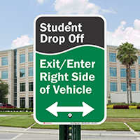 Student Drop Off Signs, Bidirectional Arrow