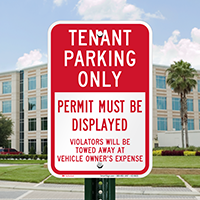Tenant Parking, Display Permit, Reserved Parking Signs