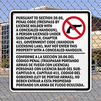 Sec. 30.06 Trespass By License Handgun Prohibited Sign