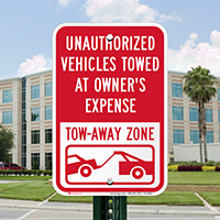 Unauthorized Vehicles Towed At Owner Expense Signs