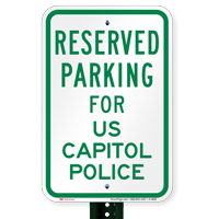Parking Space Reserved For US Capitol Police Signs