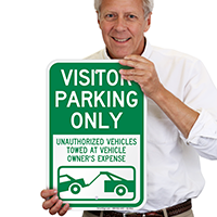 Visitor Parking Only, Unauthorized Vehicles Towed Signs
