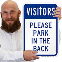 Visitors Park In Back Signs