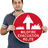 Evacuation Route Ahead Arrow Sign