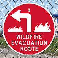 Evacuation Route Upper Left Arrow Sign