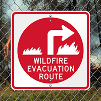 Evacuation Route Upper Right Arrow Sign