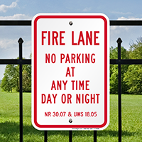 Wisconsin Fire Lane No Parking Signs