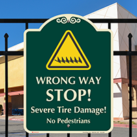 Wrong Way Stop No Pedestrians Signature Sign