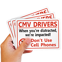 CMV Drivers Don't Use Cell Phones Label