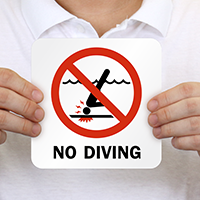 No Diving Pool Marker With Graphic