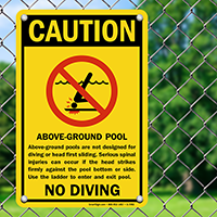 Aboveground Pool No Diving Sign