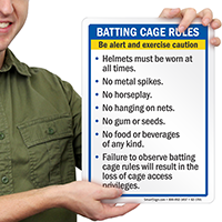 Batting Cage Rules Be Alert Sign