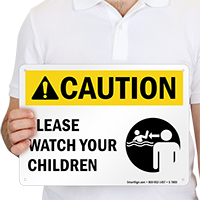 Caution! Please Watch Your Children Pool Sign