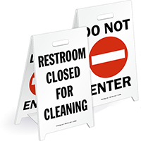 Restroom Closed For Cleaning Reversible Fold-Ups Floor Sign