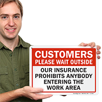Customers Wait Outside Sign