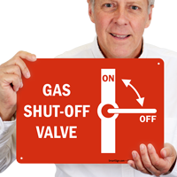 Gas Shut-off Valve Fire & Emergency Sign