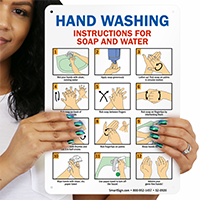 Hand Washing Instructions For Soap And Water Sign