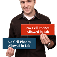 No Cell Phones Allowed In Lab Sign