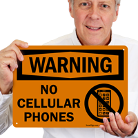 No Cellular Phones Warning Sign