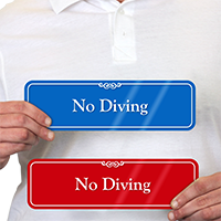 No Diving Pool Safety ShowCase Wall Sign