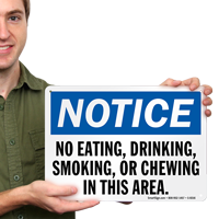 No Eating Drinking Smoking Or Chewing Sign