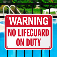 No Lifeguard On Duty Pool Sign