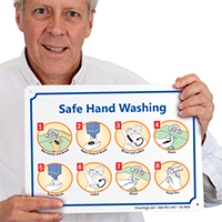 Safe Hand Washing Instruction Steps Signs