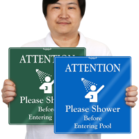 Please, Shower Before Entering Pool ShowCase Wall Sign