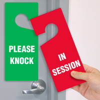 In Session Please Knock 2-Sided Door Hang Tag