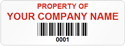 Asset Label, Property of Company Name with Barcode