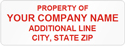 Asset Labels, Property of Company Name with two lines of text
