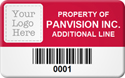 Asset Label, Property of Company Name with Barcode