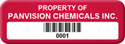 Asset Label, Property of Company Name with Barcode