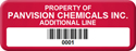 Asset Label, Property of Company Name with Barcode