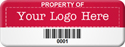 Asset Label, Property of Company Name with Barcode