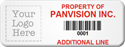 Asset Label, Property of Company Name with Barcode