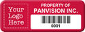 Asset Label, Property of Company Name with Barcode