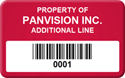 Asset Label, Property of Company Name with Barcode