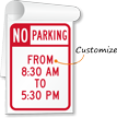 Customizable No Parking Timing Sign Book