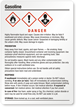 Gasoline Danger Medium GHS Chemical Label
