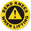 Bend Knees When Lifting Hard Hat Labels