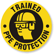 Trained, PPE Protection Hard Hat Label